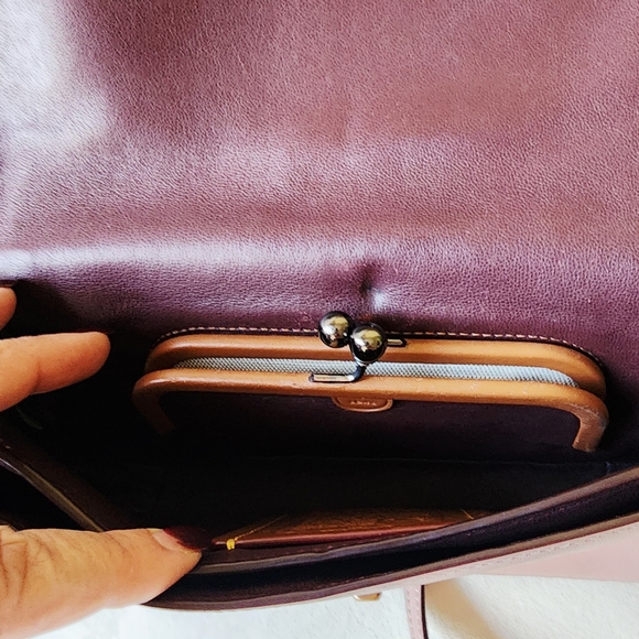 Vintage Coach  1941 Dinky Crossbody Bag Glovetanned Leather Dusty rose mauve - Picture 4 of 9